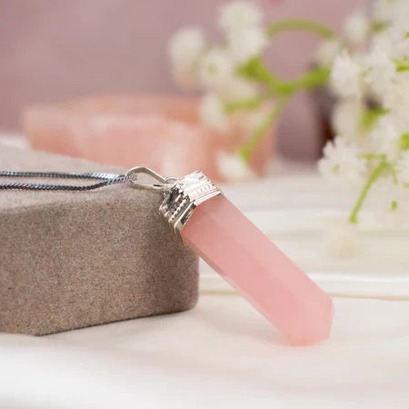 Love Attraction Rose Quartz Pencil Pendant